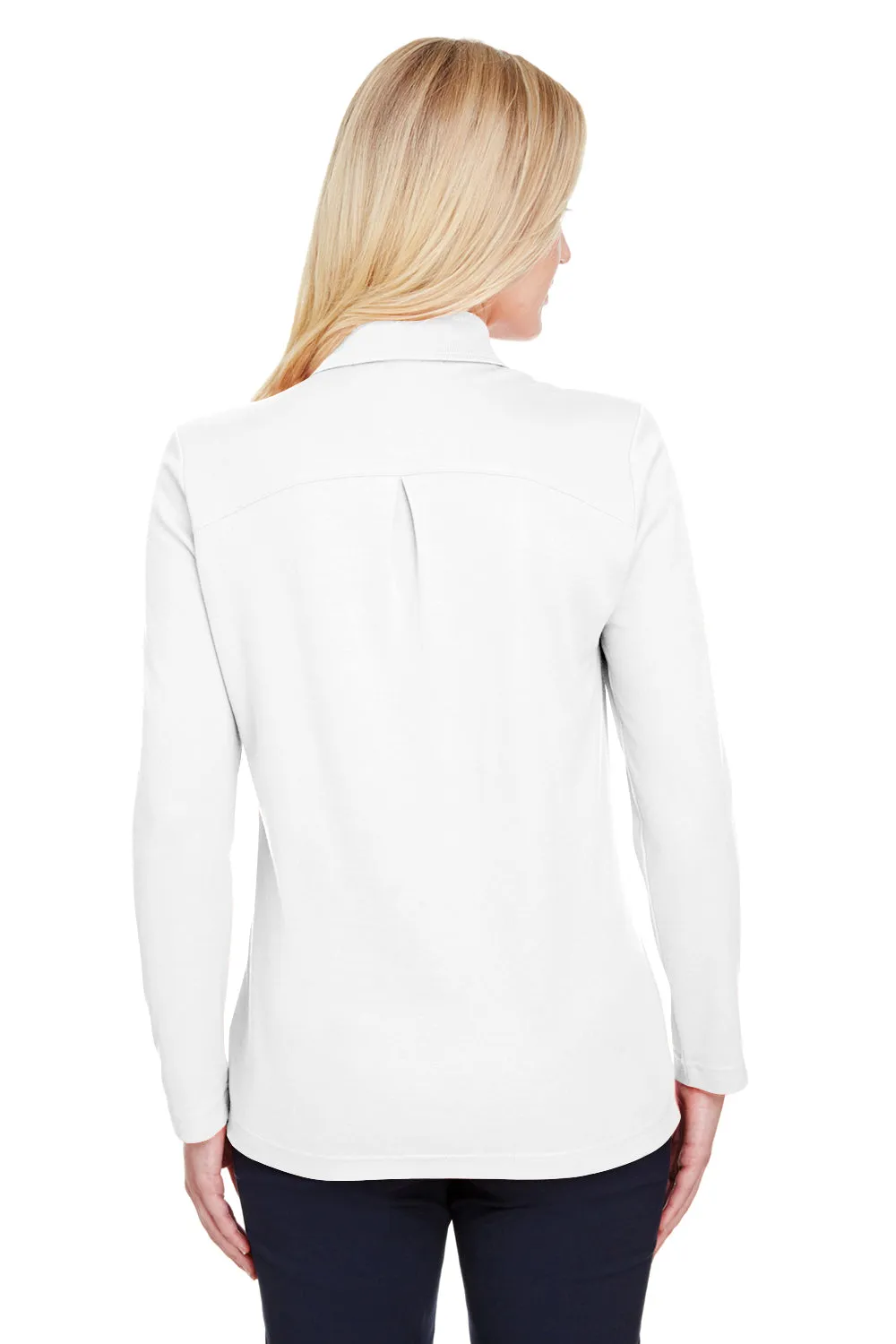Devon & Jones Womens CrownLux Performance Moisture Wicking Long Sleeve Polo Shirt - White