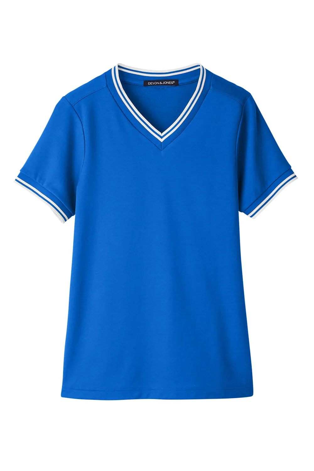 Devon & Jones Womens CrownLux Performance Moisture Wicking Short Sleeve Polo Shirt - French Blue/White