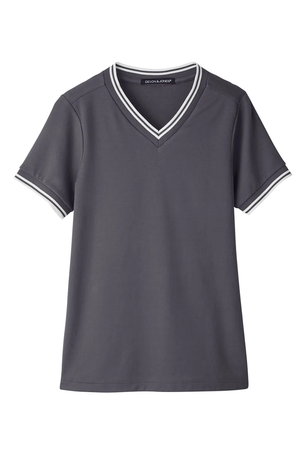 Devon & Jones Womens CrownLux Performance Moisture Wicking Short Sleeve Polo Shirt - Graphite Grey/White