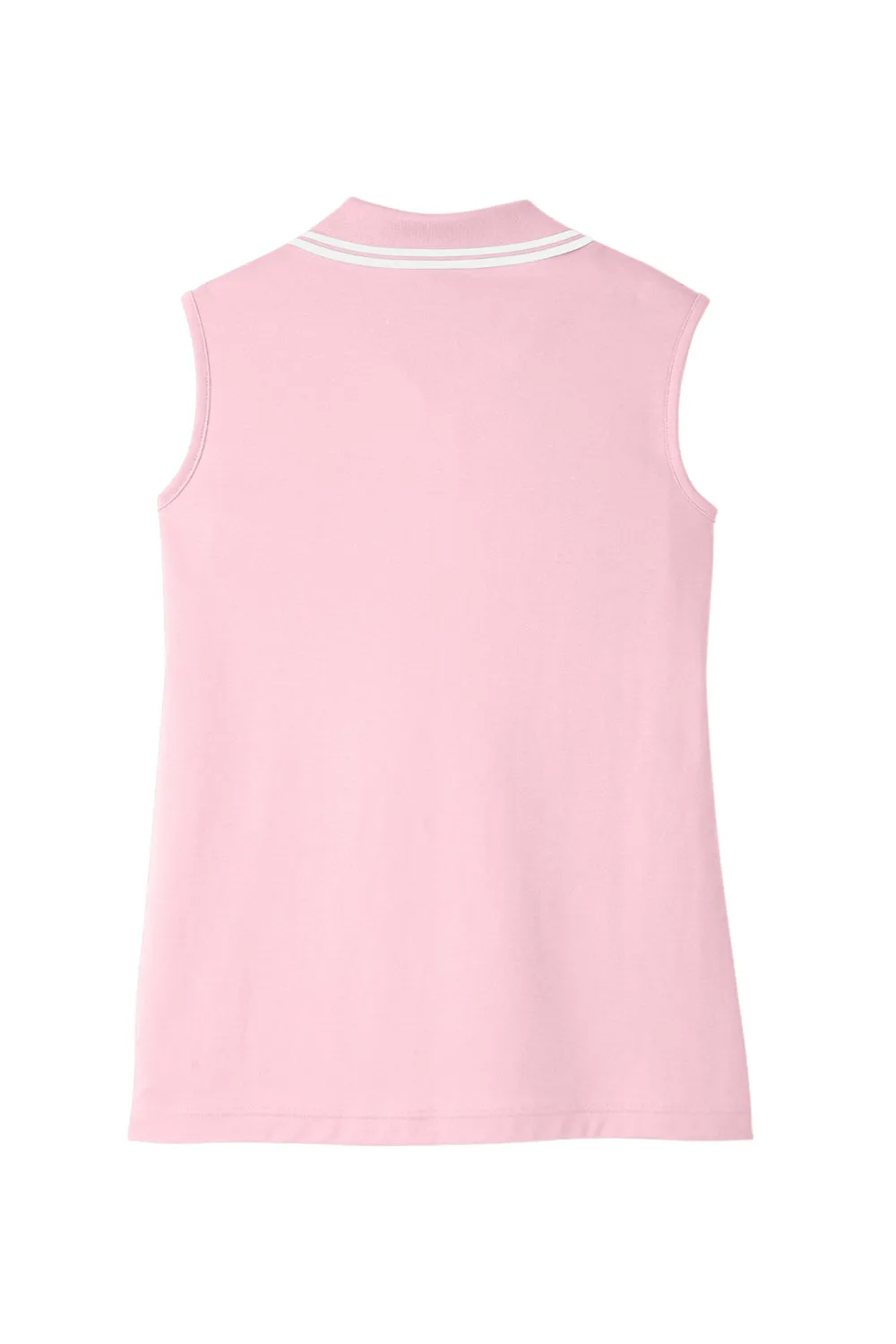 Devon & Jones Womens CrownLux Performance Moisture Wicking Sleeveless Polo Shirt - Pink/White