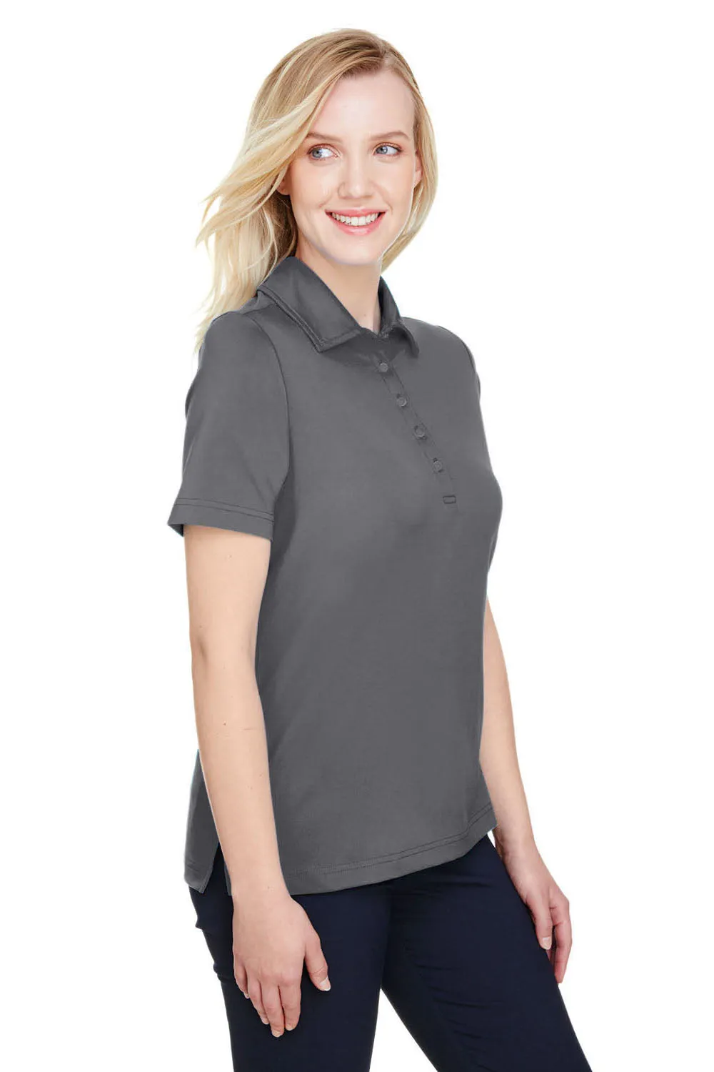 Devon & Jones Womens CrownLux Range Flex Performance Moisture Wicking Short Sleeve Polo Shirt - Graphite Grey