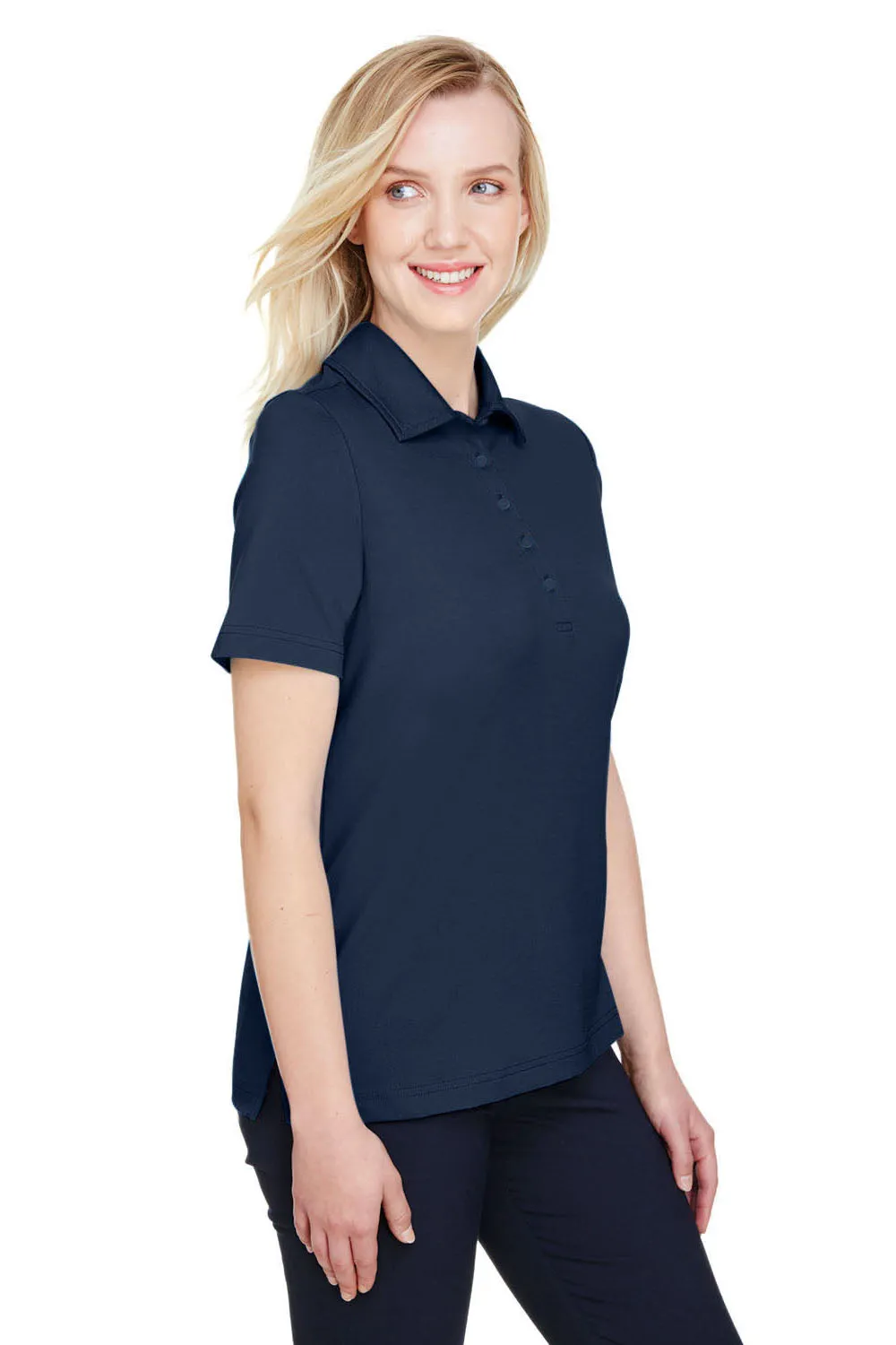 Devon & Jones Womens CrownLux Range Flex Performance Moisture Wicking Short Sleeve Polo Shirt - Navy Blue