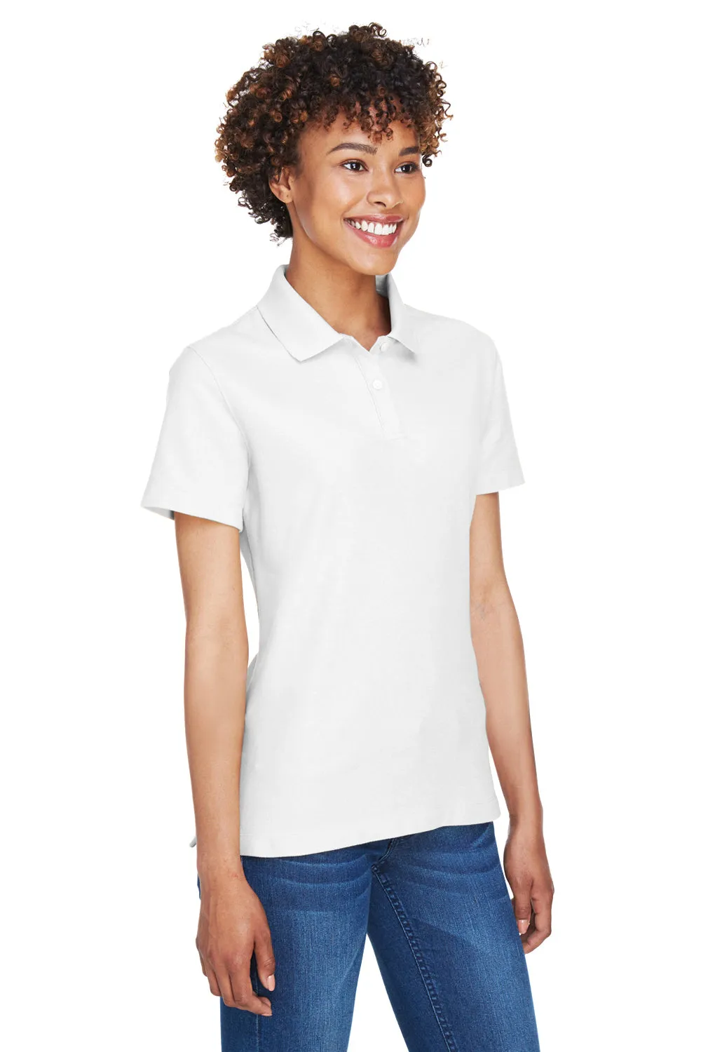 Devon & Jones Womens DryTec20 Performance Moisture Wicking Short Sleeve Polo Shirt - White