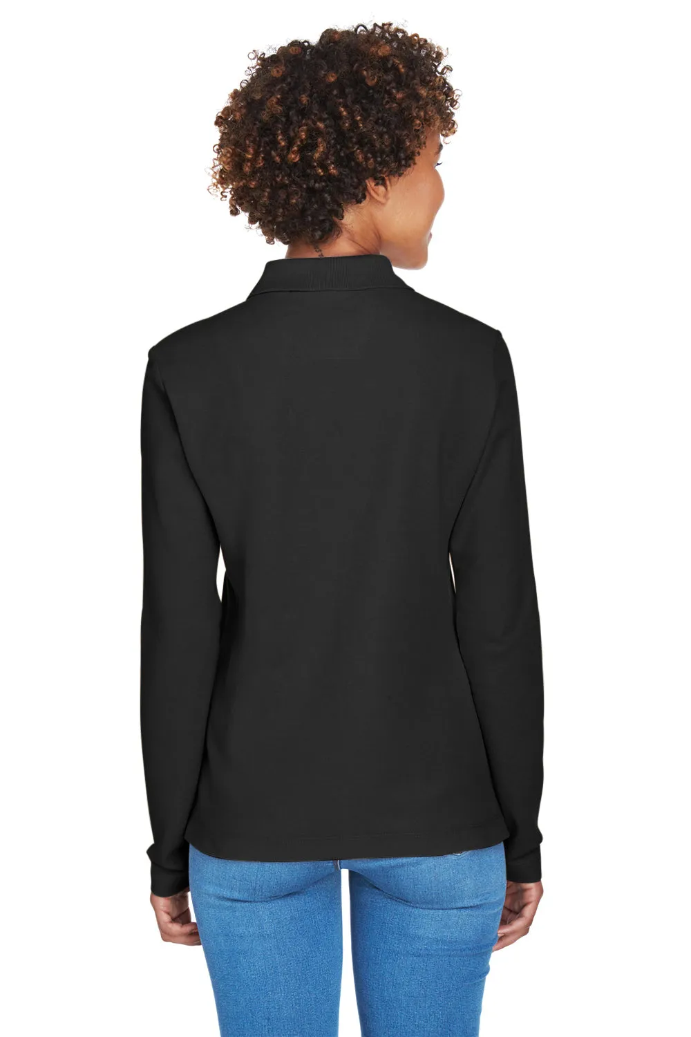 Devon & Jones Womens Long Sleeve Polo Shirt - Black