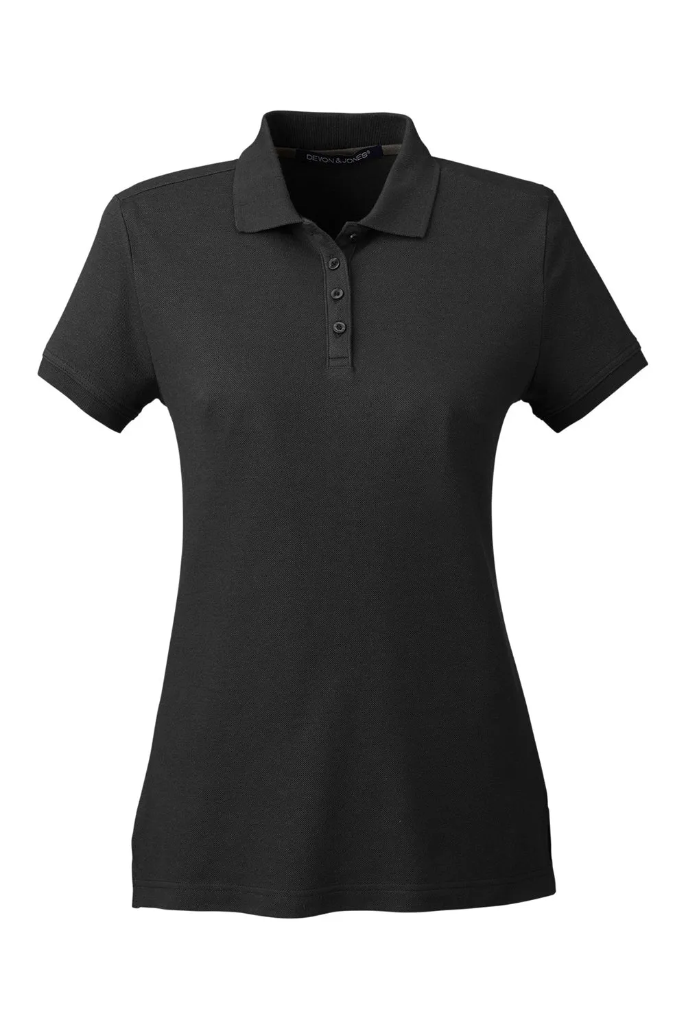 Devon & Jones Womens New Classics Performance Moisture Wicking Short Sleeve Polo Shirt - Black