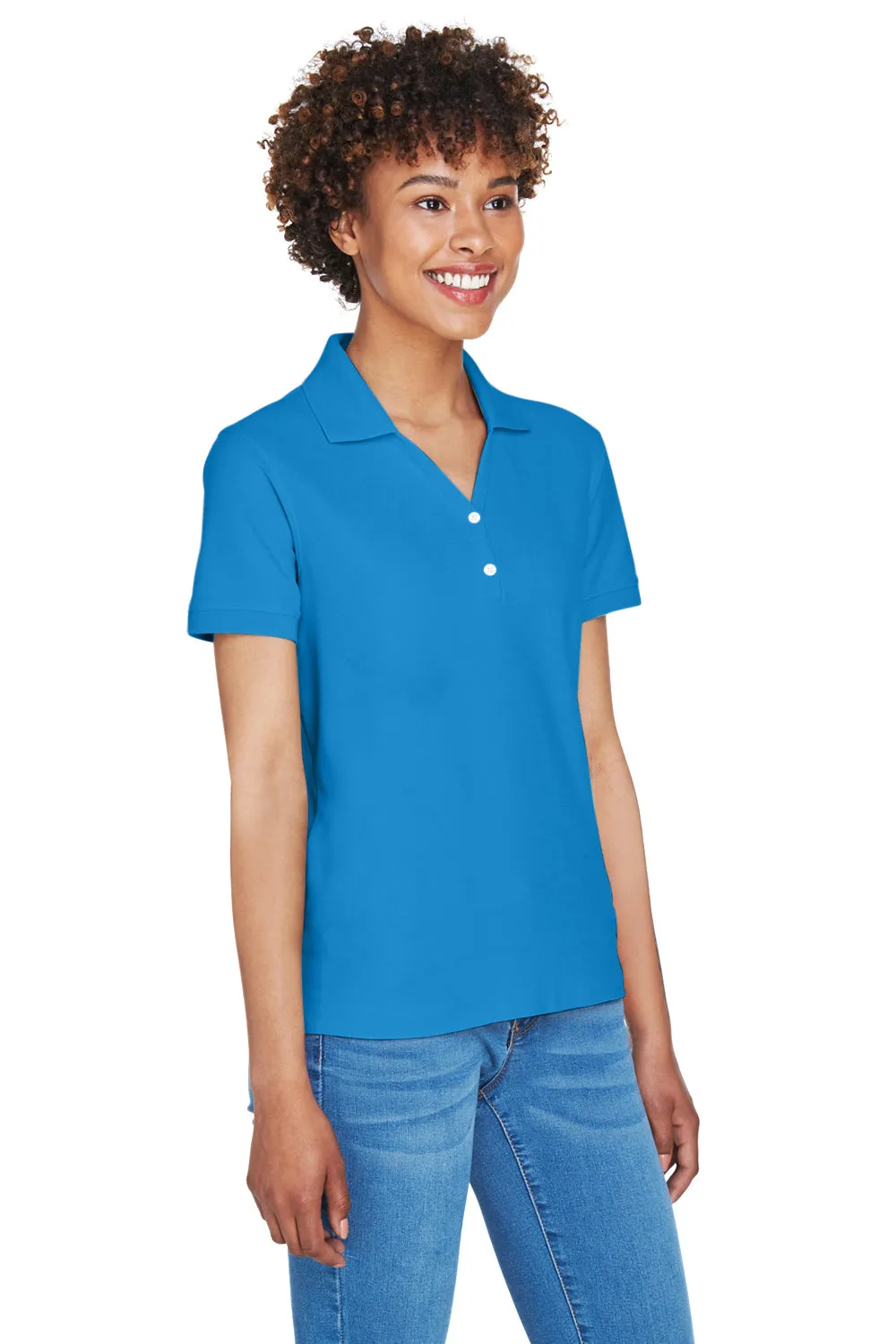 Devon & Jones Womens Short Sleeve Polo Shirt - French Blue