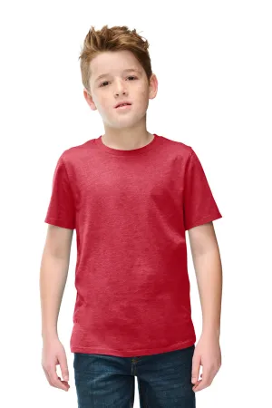 District Youth Perfect Blend CVC Short Sleeve Crewneck T-Shirt - Heather Red