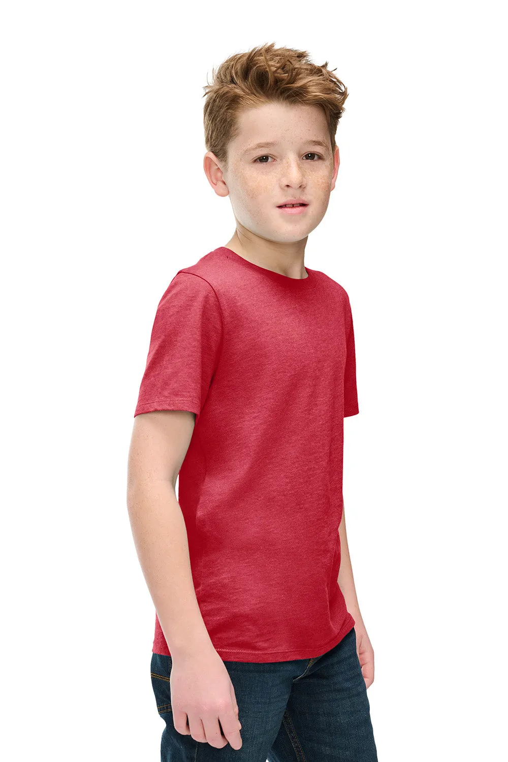 District Youth Perfect Blend CVC Short Sleeve Crewneck T-Shirt - Heather Red