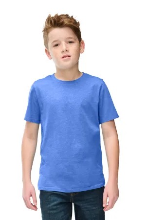 District Youth Perfect Blend CVC Short Sleeve Crewneck T-Shirt - Heather Royal Blue