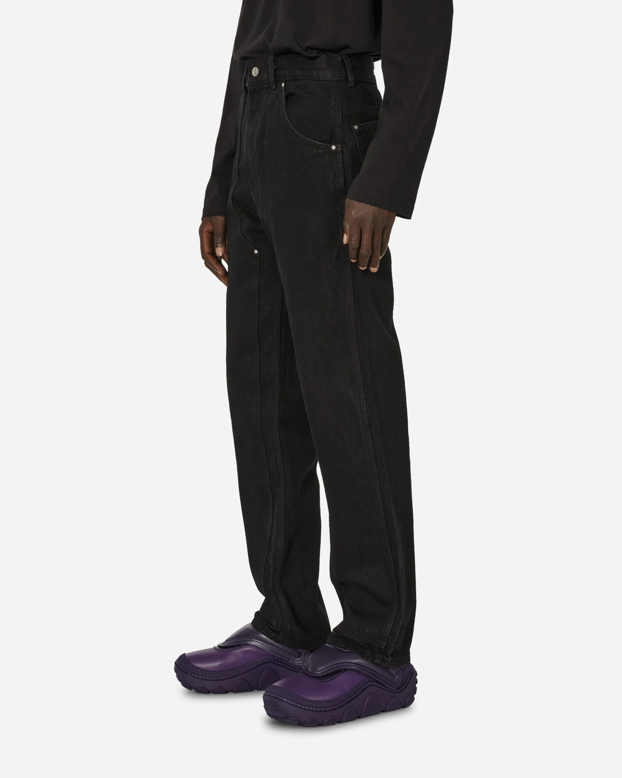 Double Knee Denim Pants Black
