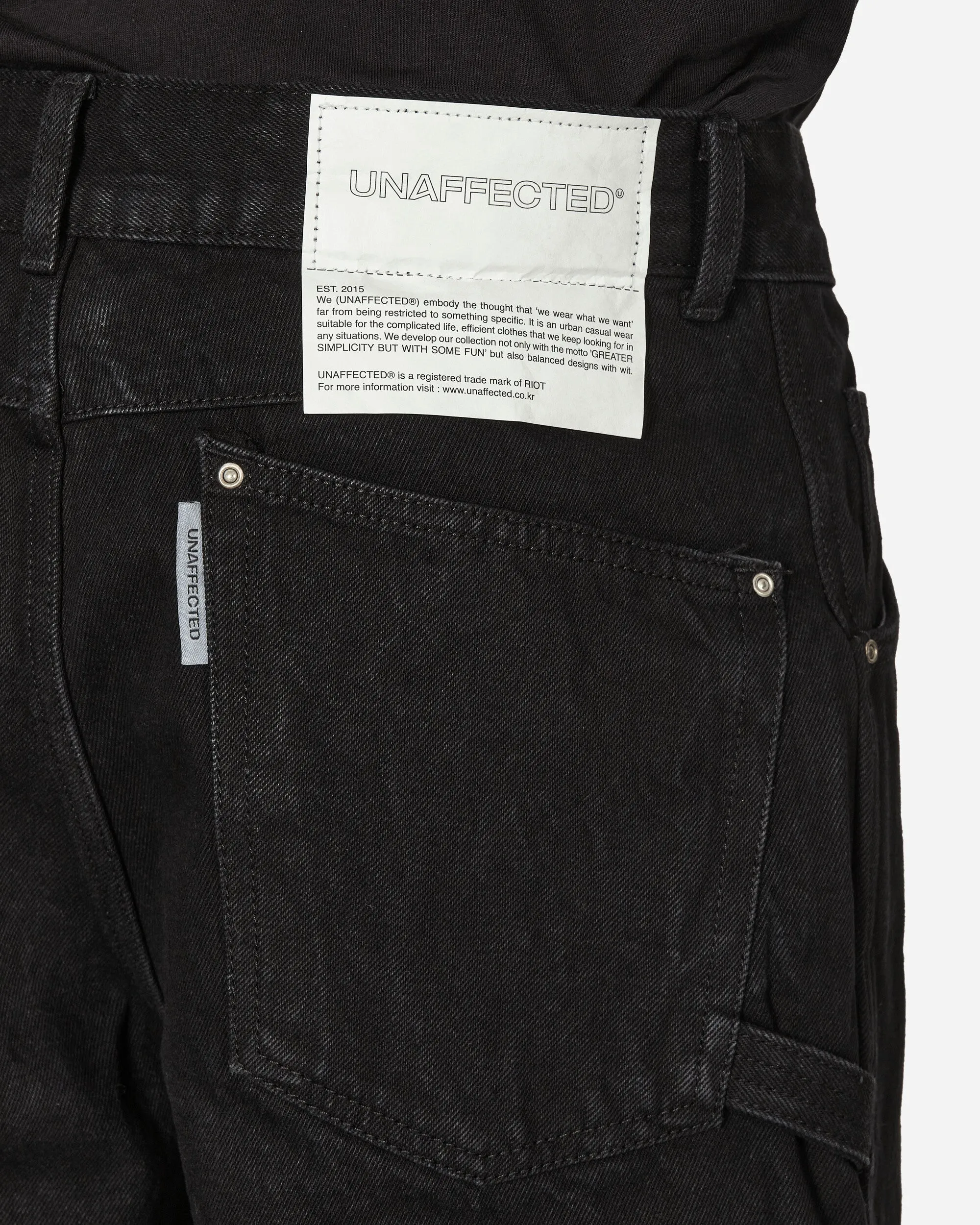 Double Knee Denim Pants Black