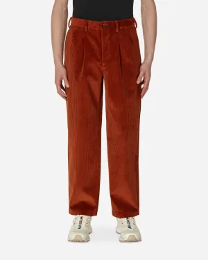 Double-Pleat Corduroy Pants Brown