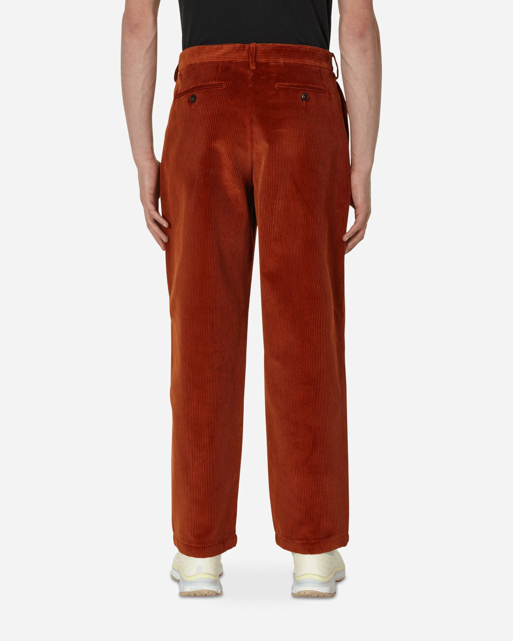 Double-Pleat Corduroy Pants Brown