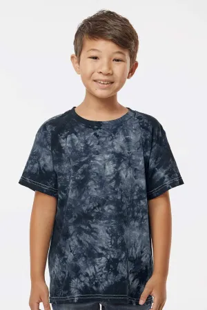 Dyenomite Youth Crystal Tie Dyed Short Sleeve Crewneck T-Shirt - Black Crystal
