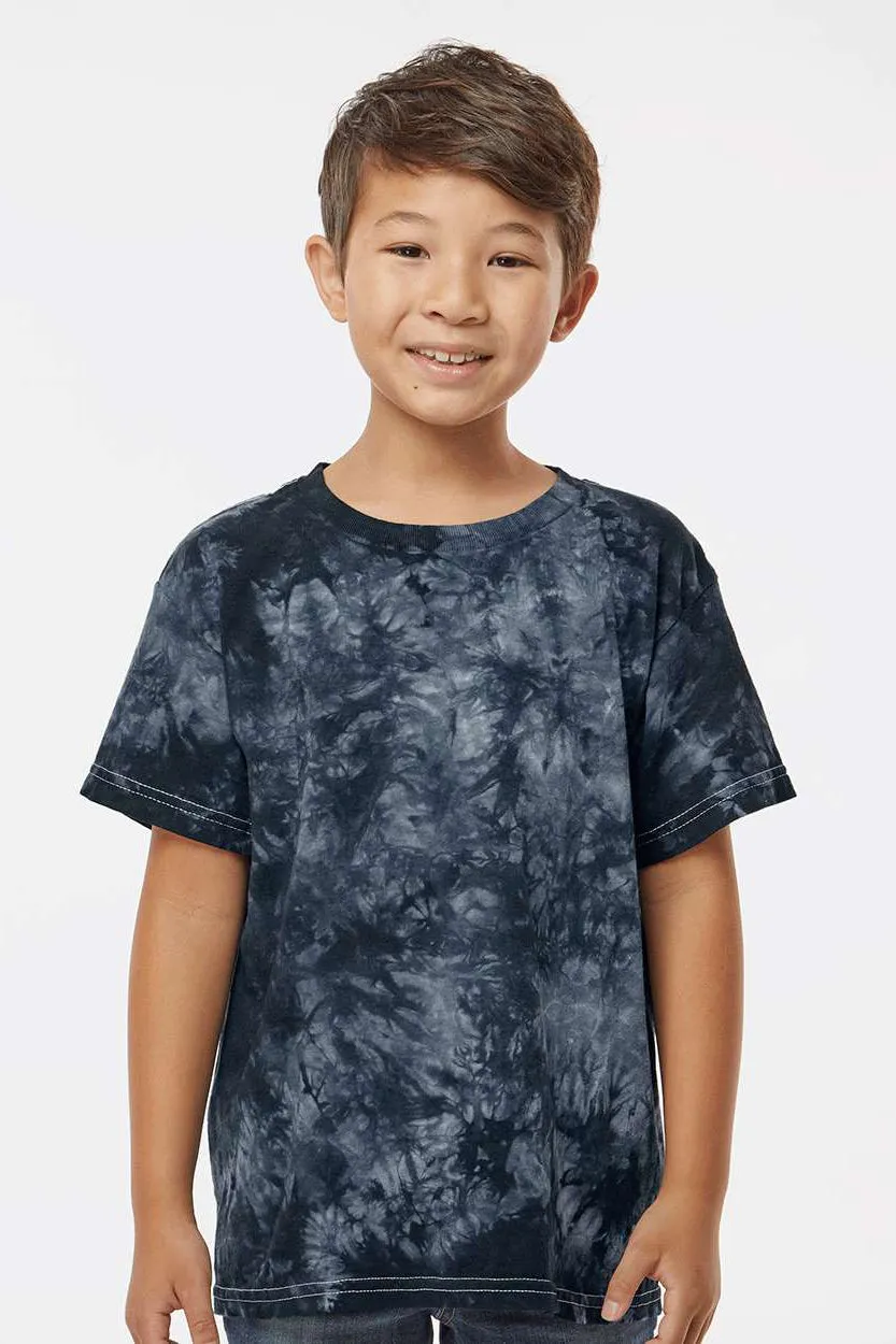 Dyenomite Youth Crystal Tie Dyed Short Sleeve Crewneck T-Shirt - Black Crystal