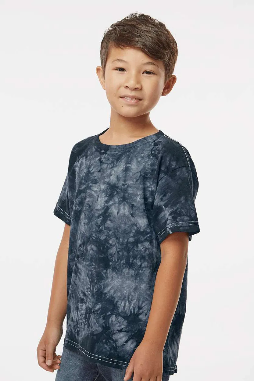 Dyenomite Youth Crystal Tie Dyed Short Sleeve Crewneck T-Shirt - Black Crystal