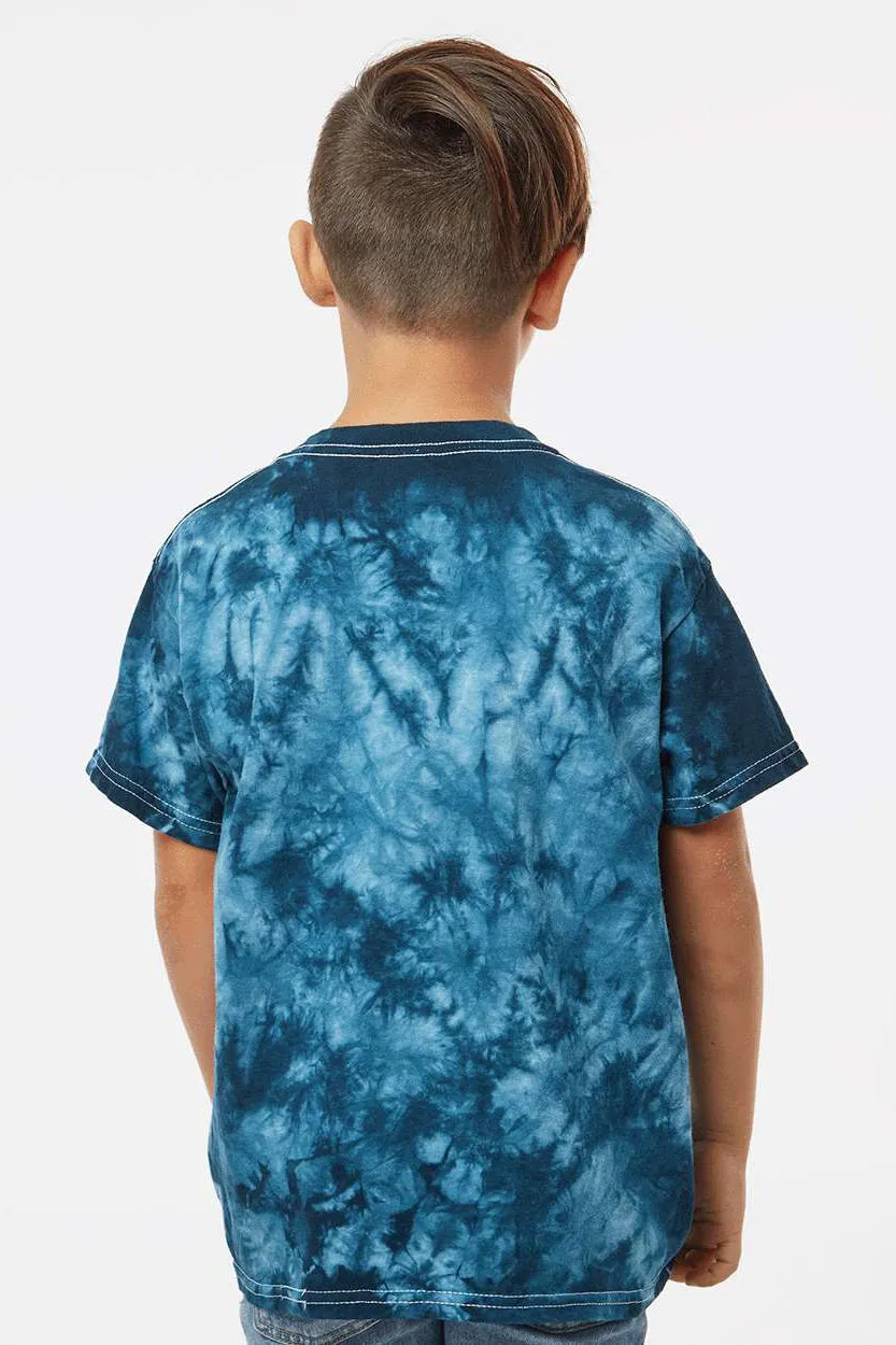 Dyenomite Youth Crystal Tie Dyed Short Sleeve Crewneck T-Shirt - Navy Blue
