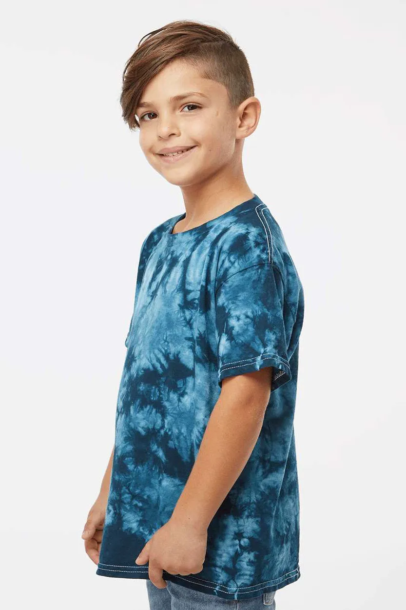 Dyenomite Youth Crystal Tie Dyed Short Sleeve Crewneck T-Shirt - Navy Blue