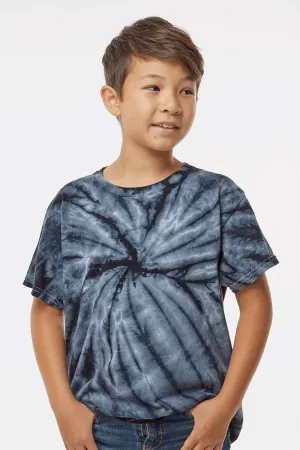Dyenomite Youth Cyclone Pinwheel Tie Dyed Short Sleeve Crewneck T-Shirt - Black