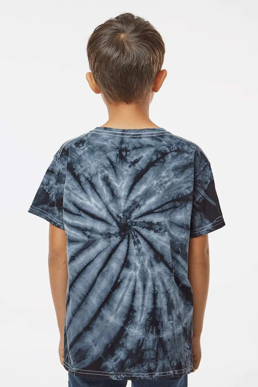 Dyenomite Youth Cyclone Pinwheel Tie Dyed Short Sleeve Crewneck T-Shirt - Black