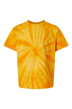 Dyenomite Youth Cyclone Pinwheel Tie Dyed Short Sleeve Crewneck T-Shirt - Gold