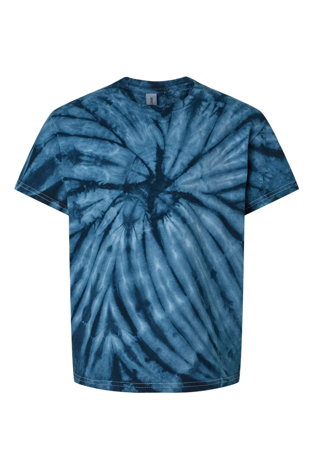 Dyenomite Youth Cyclone Pinwheel Tie Dyed Short Sleeve Crewneck T-Shirt - Navy Blue