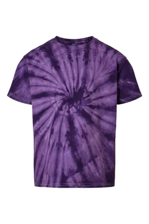Dyenomite Youth Cyclone Pinwheel Tie Dyed Short Sleeve Crewneck T-Shirt - Purple