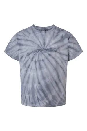 Dyenomite Youth Cyclone Pinwheel Tie Dyed Short Sleeve Crewneck T-Shirt - Silver Grey