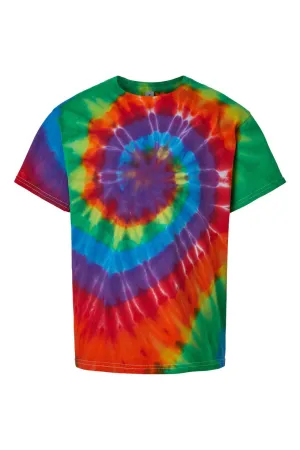 Dyenomite Youth Spiral Tie Dyed Short Sleeve Crewneck T-Shirt - Michelangelo