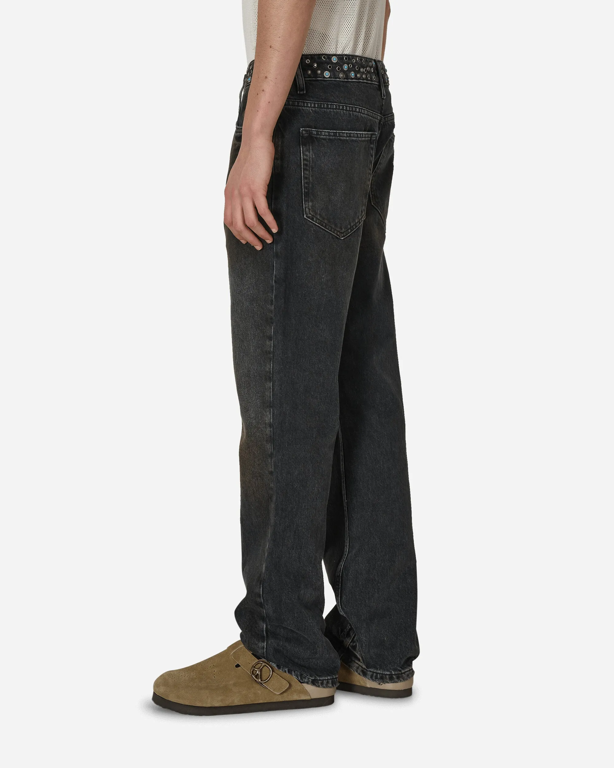 Embellished Flare Pants Aged Black Wash