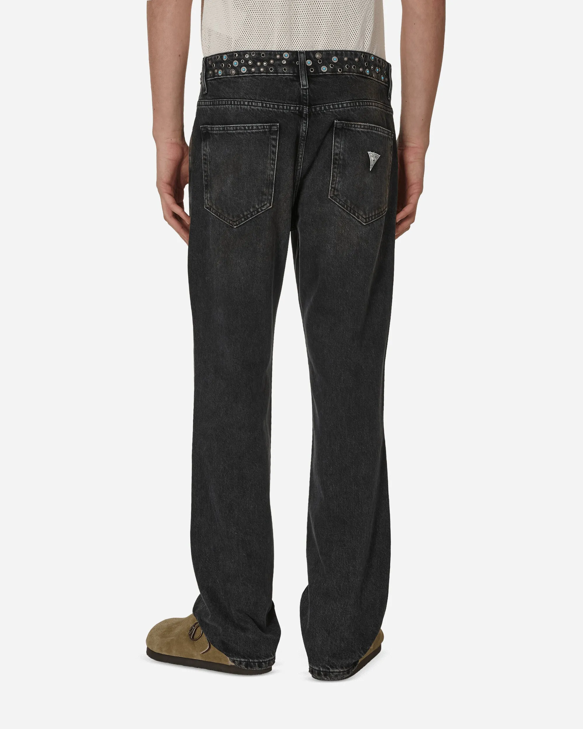 Embellished Flare Pants Aged Black Wash