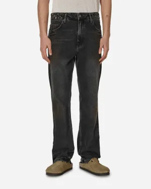 Embellished Flare Pants Aged Black Wash