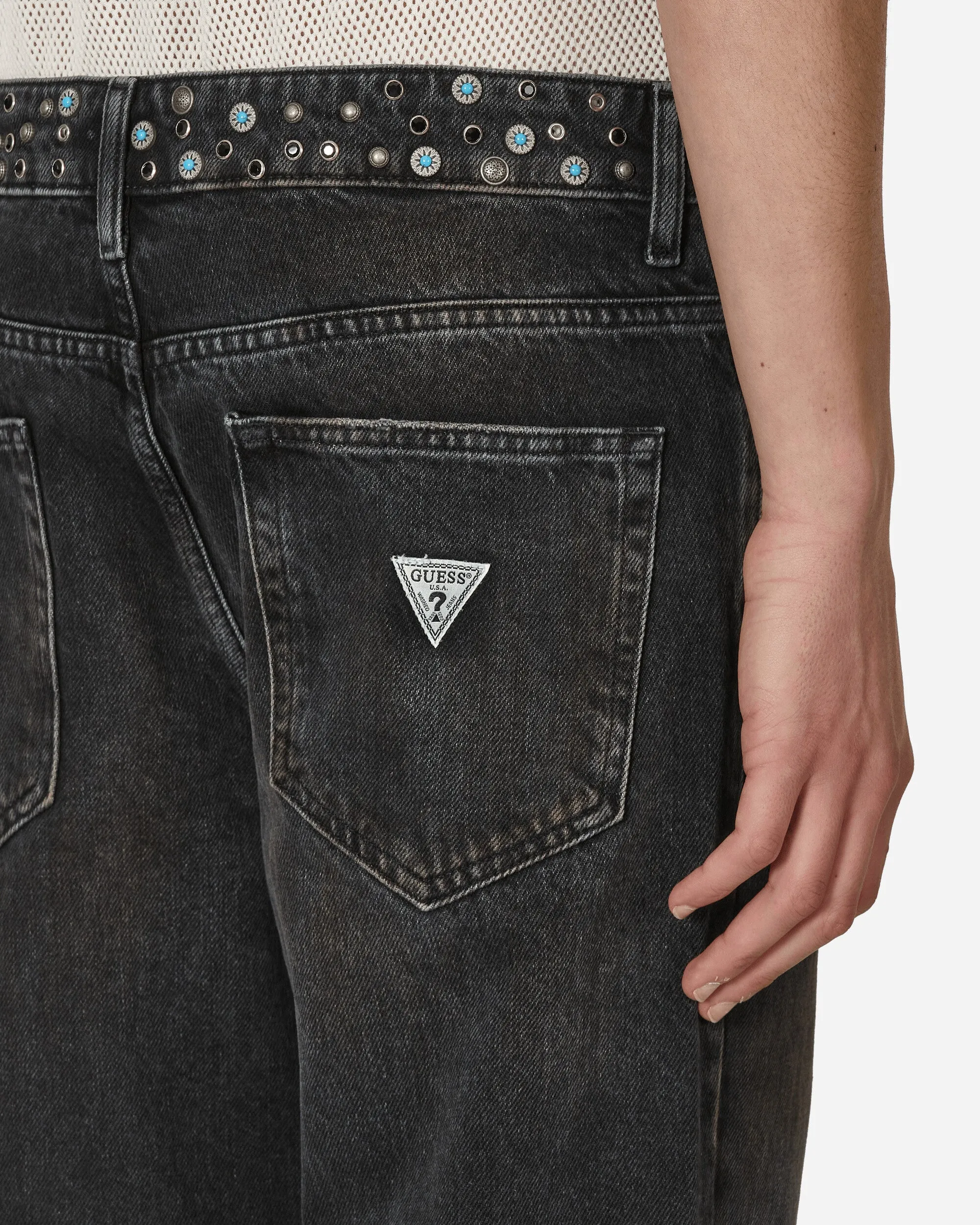 Embellished Flare Pants Aged Black Wash