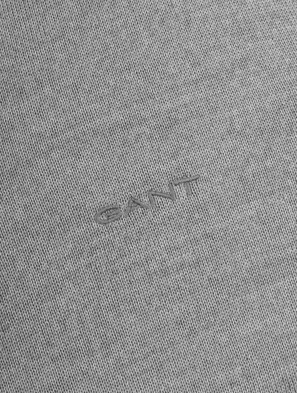 Extra Fine Merino Wool Half Zip Grey Melange