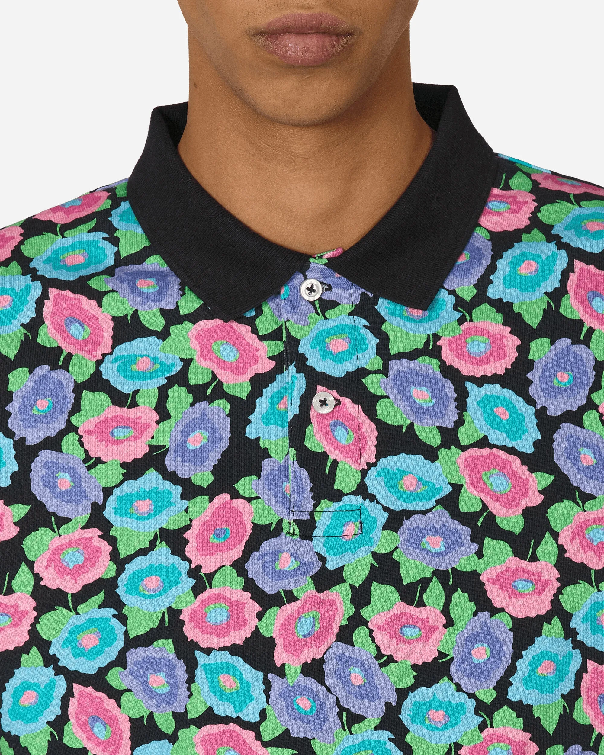 Floral Polo T-Shirt Black