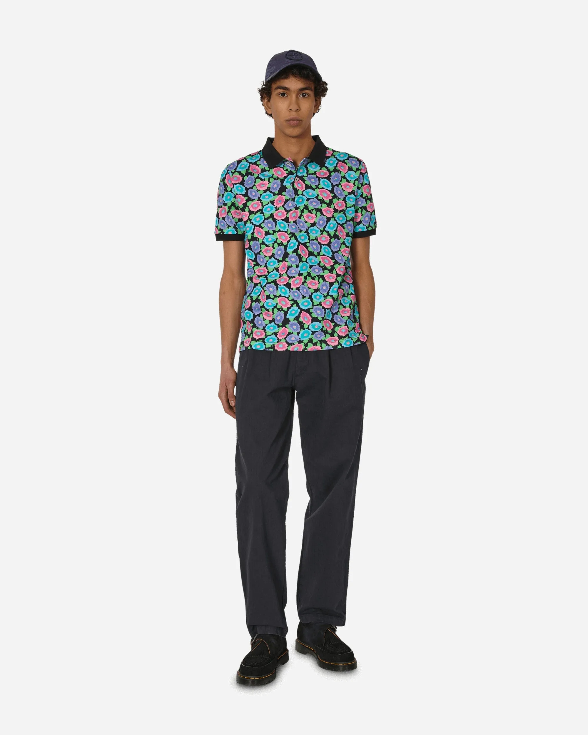 Floral Polo T-Shirt Black