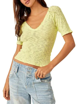 Francis Womens Textured V-Neck Cropped