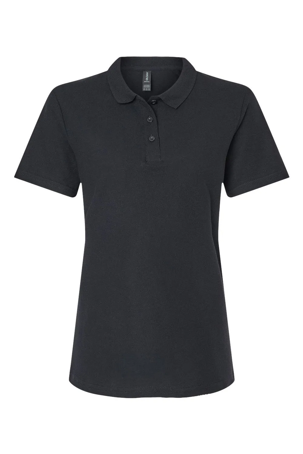 Gildan Womens SoftStyle Double Pique Short Sleeve Polo Shirt - Black