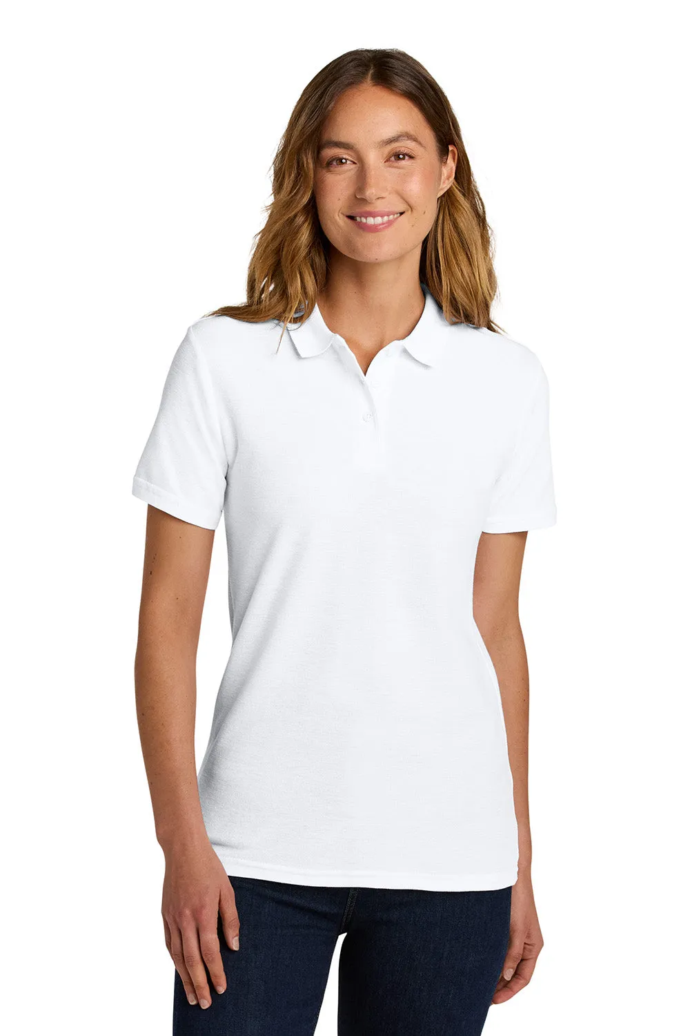 Gildan Womens Softstyle Pique Short Sleeve Polo Shirt - White
