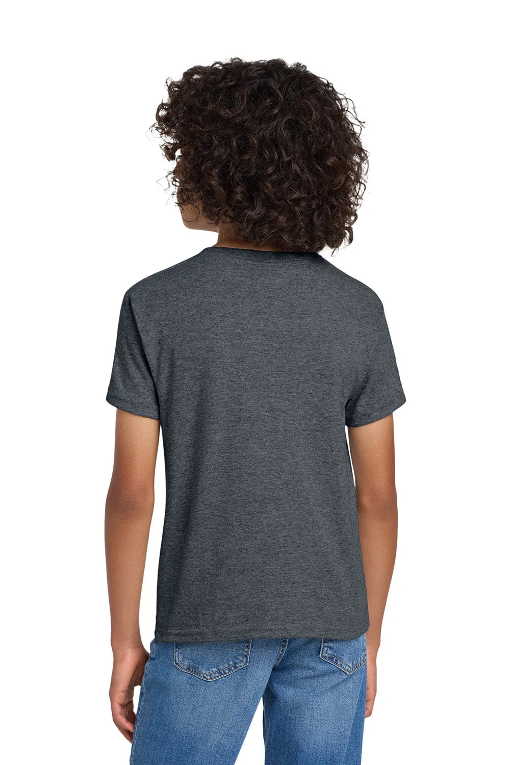 Gildan Youth DryBlend Moisture Wicking Short Sleeve Crewneck T-Shirt - Heather Dark Grey