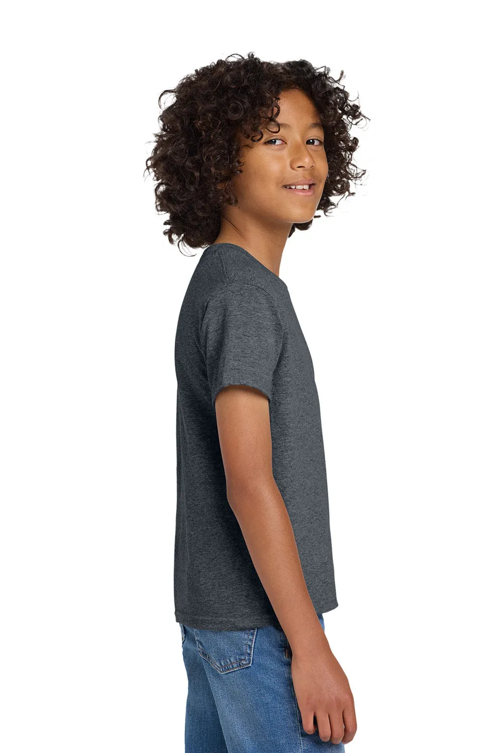 Gildan Youth DryBlend Moisture Wicking Short Sleeve Crewneck T-Shirt - Heather Dark Grey