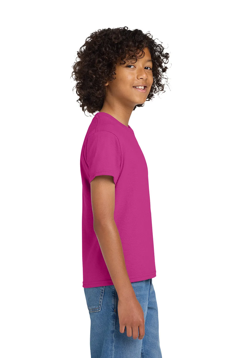 Gildan Youth DryBlend Moisture Wicking Short Sleeve Crewneck T-Shirt - Heliconia Pink