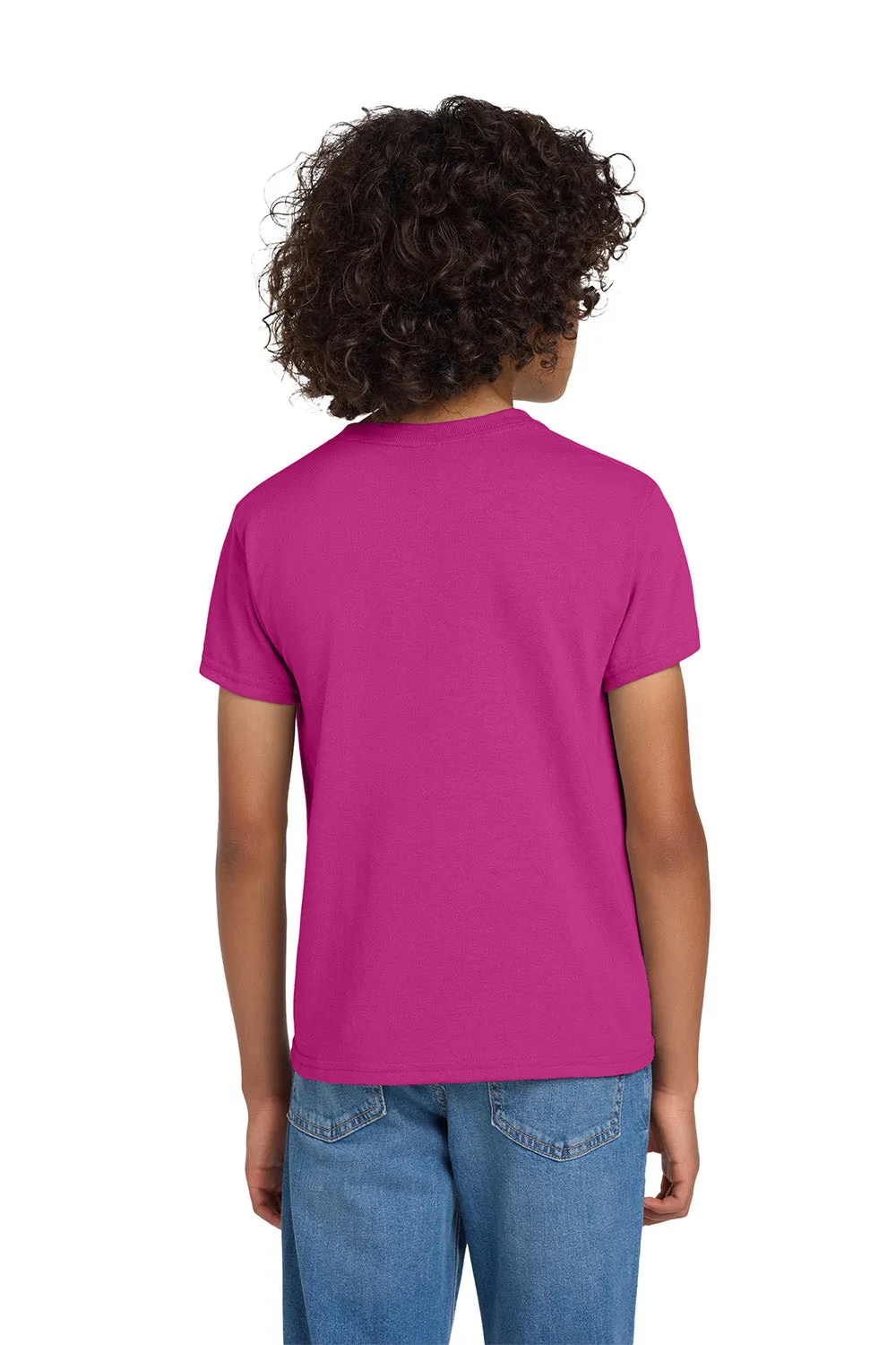 Gildan Youth DryBlend Moisture Wicking Short Sleeve Crewneck T-Shirt - Heliconia Pink