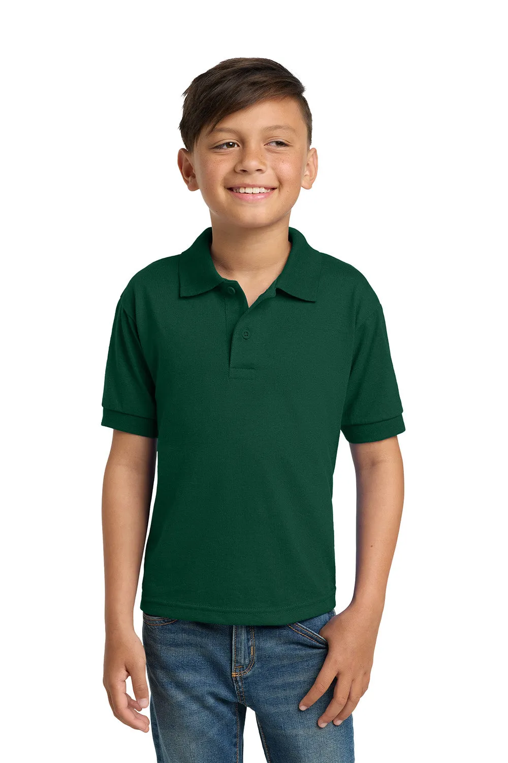 Gildan Youth DryBlend Moisture Wicking Short Sleeve Polo Shirt - Forest Green