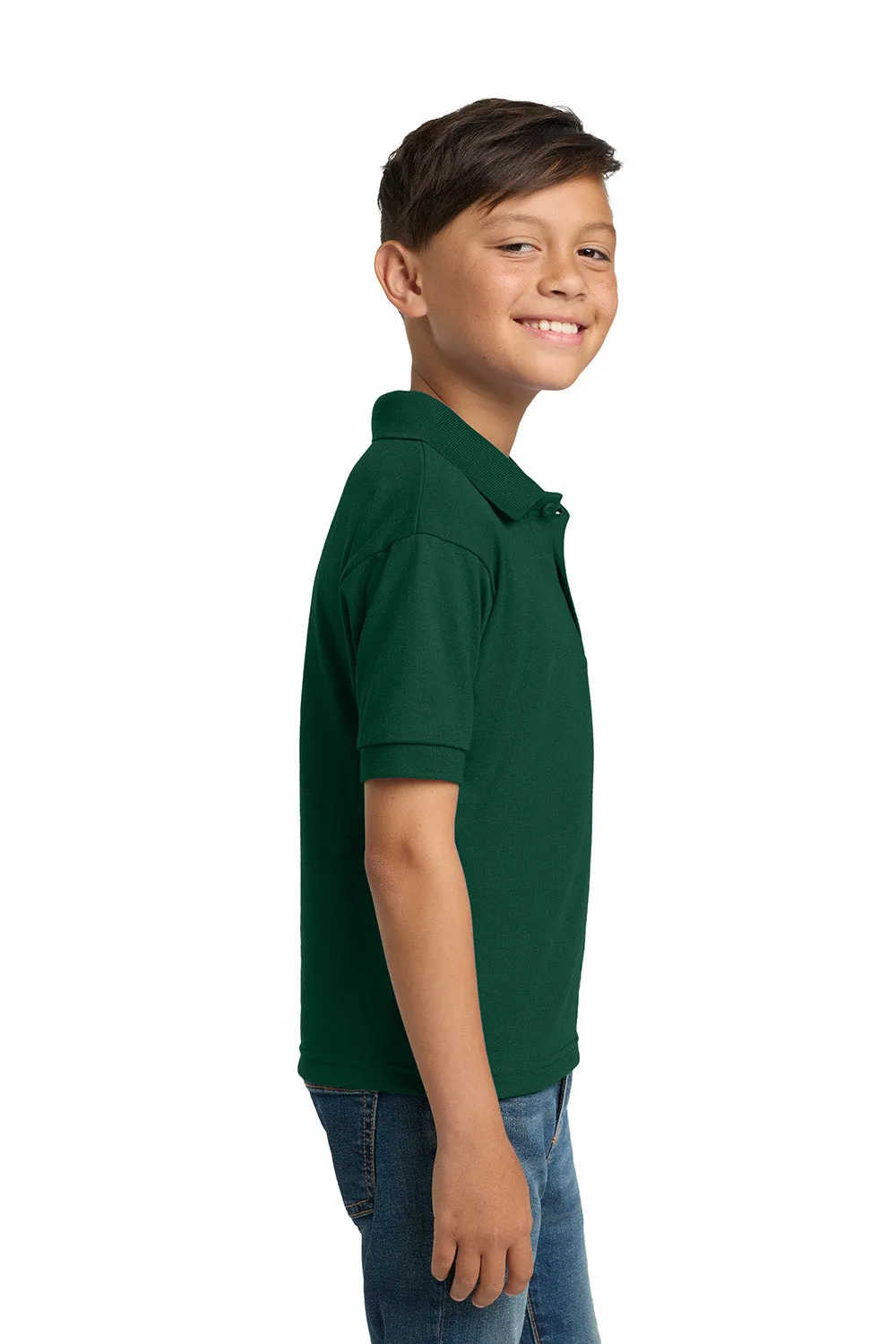 Gildan Youth DryBlend Moisture Wicking Short Sleeve Polo Shirt - Forest Green