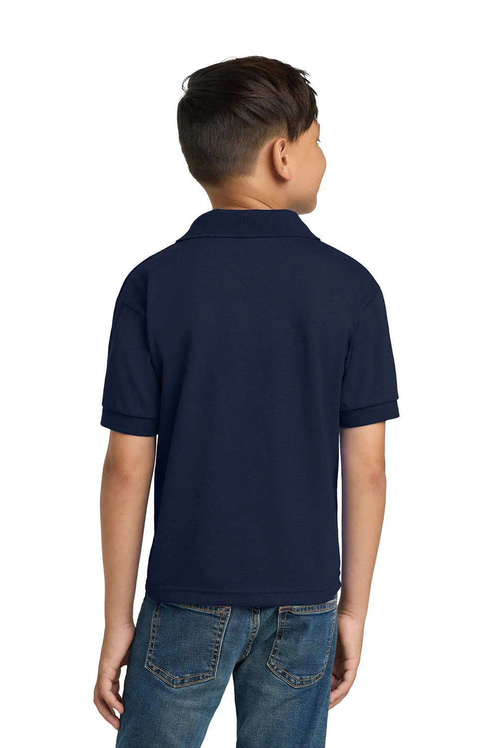 Gildan Youth DryBlend Moisture Wicking Short Sleeve Polo Shirt - Navy Blue