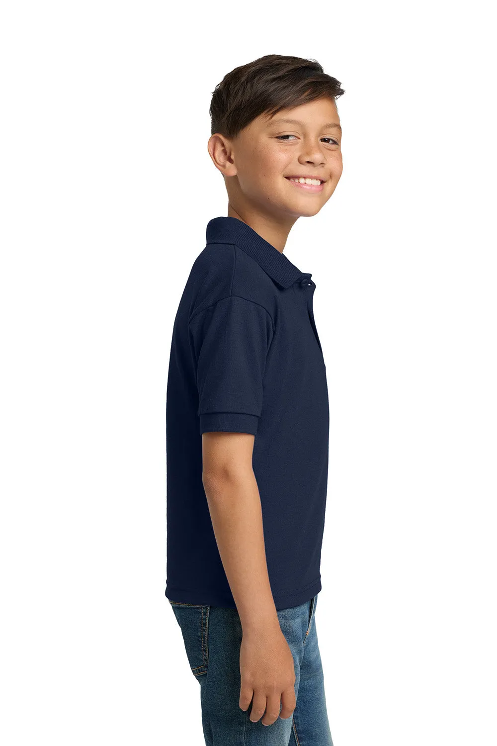 Gildan Youth DryBlend Moisture Wicking Short Sleeve Polo Shirt - Navy Blue