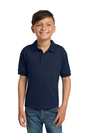 Gildan Youth DryBlend Moisture Wicking Short Sleeve Polo Shirt - Navy Blue