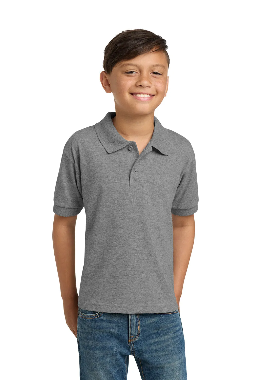 Gildan Youth DryBlend Moisture Wicking Short Sleeve Polo Shirt - Sport Grey