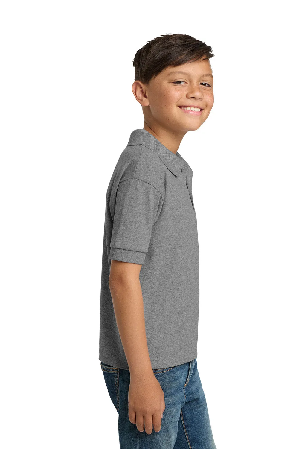 Gildan Youth DryBlend Moisture Wicking Short Sleeve Polo Shirt - Sport Grey